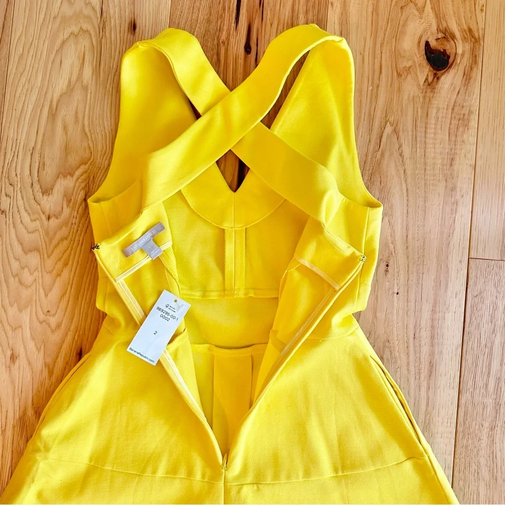 Banana Republic Ponte Cross-back Fit-and-Flare Dress in Tuscan Sun Sz 2 NWT - Picture 9 of 16